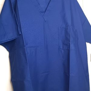 Landau V Neck Navy Blue Short Sleeve 2 Pocket Smock Top XXL 2 NWOT, 1 NWT